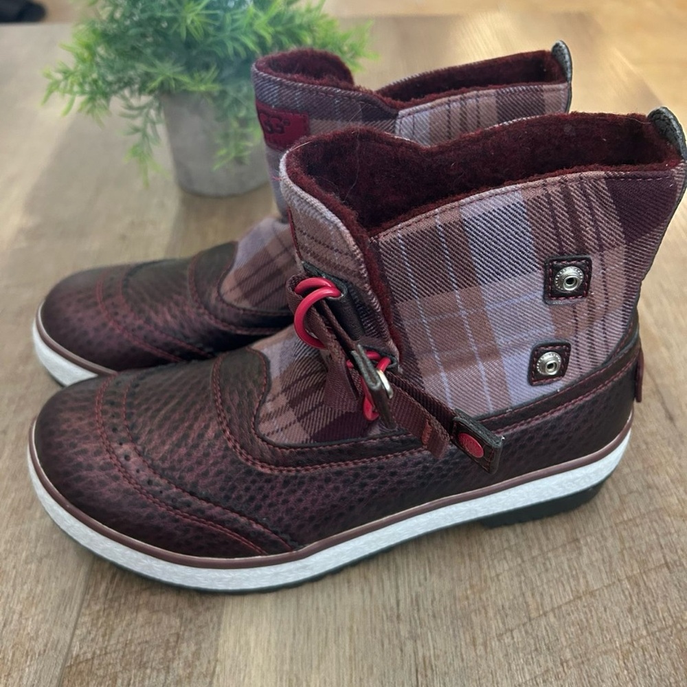 UGG Burgundy and Brown Ankle Boots